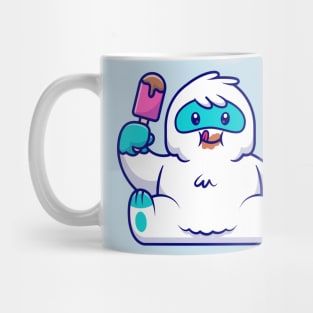 Cute Yeti Eating Popsicle Cartoon Mug